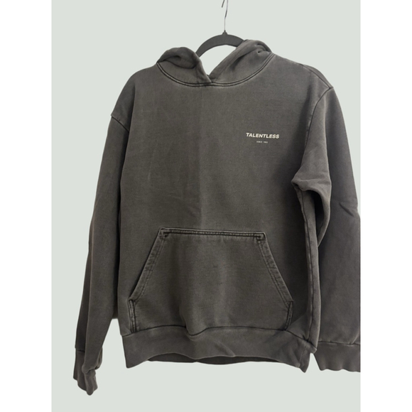 TALENTLESS Tops - TALENTLESS Gray Hoodie Standard M with White Logo